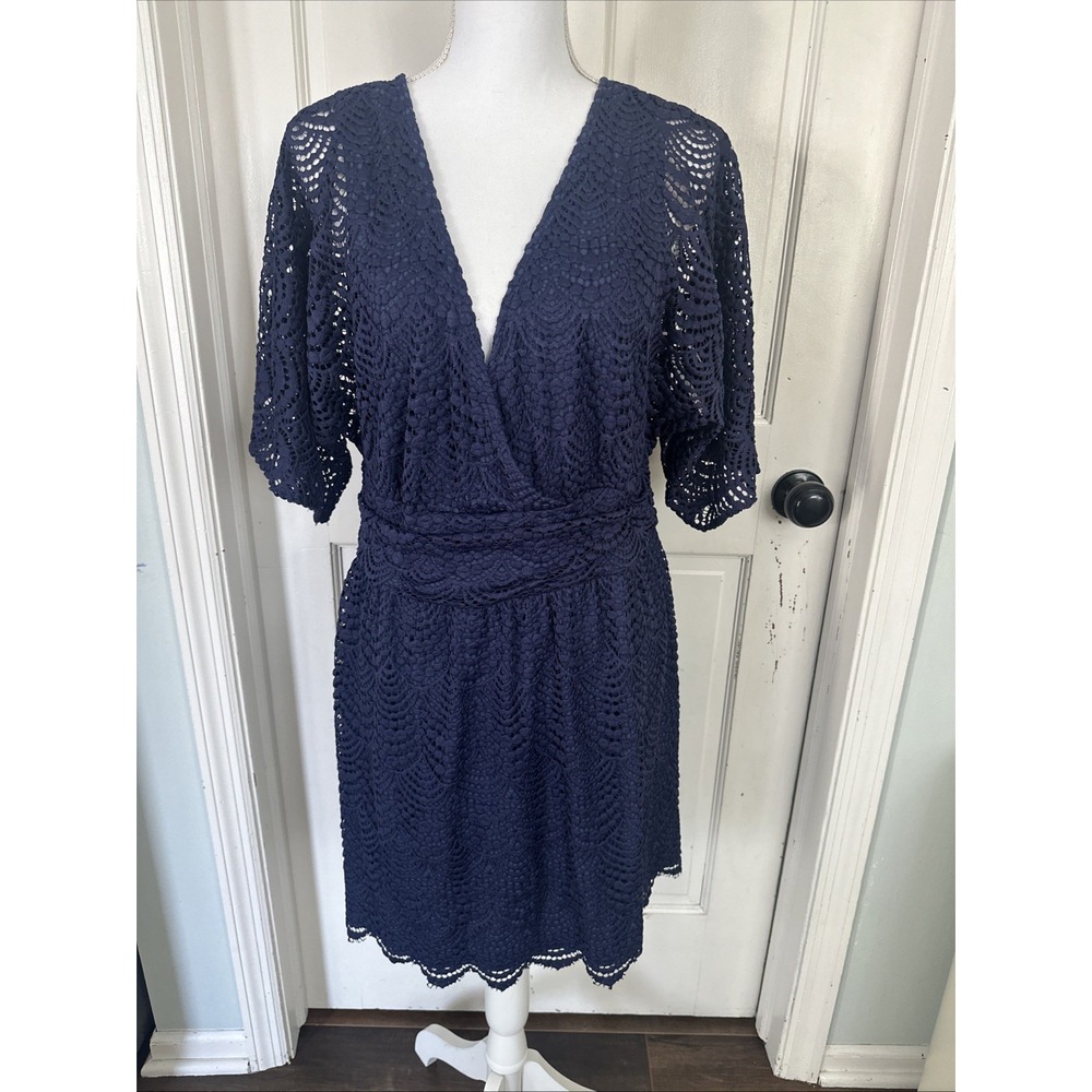 NWT Lilly Pulitzer Parigi True Navy Scallop Shell Lace Skort Romper Dress XL - Picture 2 of 16